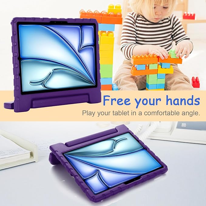 Kids Case for iPad Pro 11 M5/M4 &amp iPad Air 11 (2026/2025/2024) Shockproof Case with Pencil Holder Techcircle Light EVA Foam Handle Stand Bumper Protective Child Friendly Drop Proof Cover Black