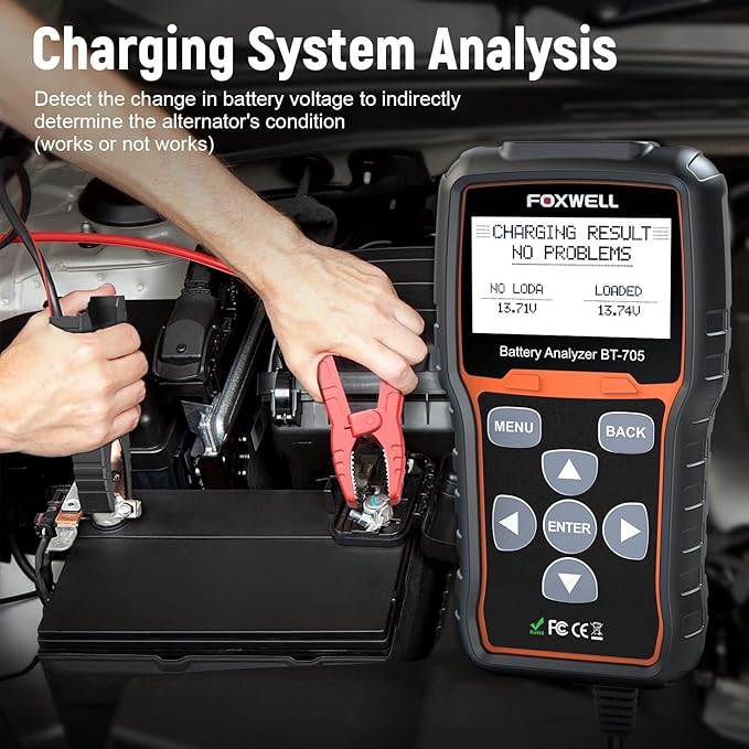 FOXWELL BT705 Car Battery Tester 24V 12V, Professional Automotive 100-2000CCA Battery Load Tester, Digital Cranking Charging System Alternator Analyzer for Heavy Duty Truck Boat Marine Shop Mechanic