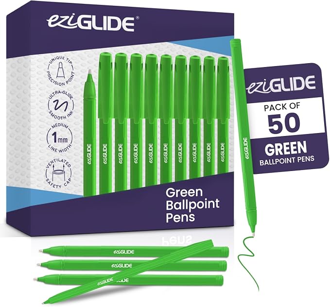 50-Pack Assorted Ballpoint Pens Easy Grip &amp Medium Point (1.0mm) | Precise Writing &amp Ergonomic Grip – Multipack Ball Point Pens Ideal for Home Office Teachers Exams Work &amp Stationary