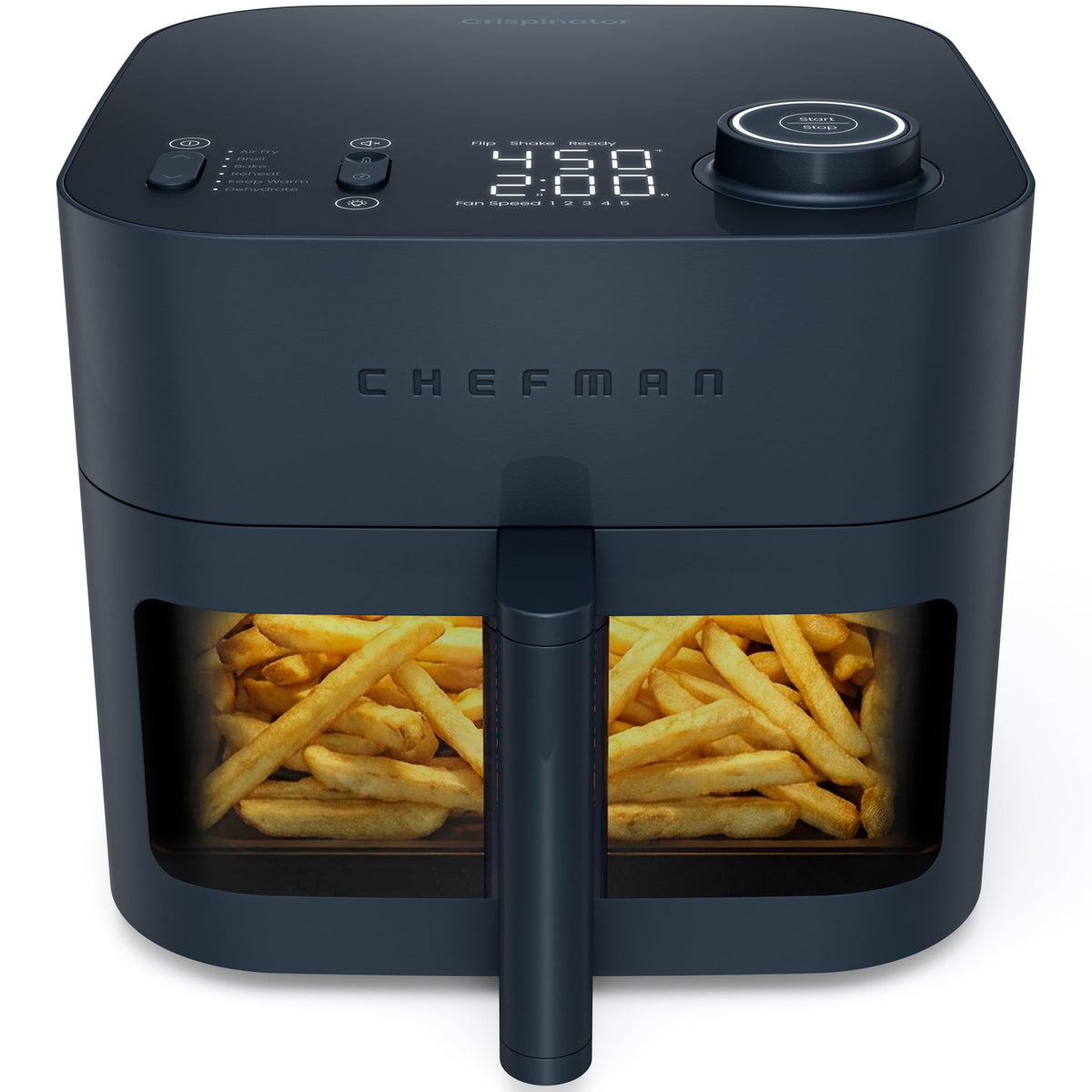 Chefman Crispinator Air Fryer 6-in-1 with 8 Qt capacity, 450°F Max Temp with TurboFry Pro Technology for Fast and Even Results, Viewing Window, Nonstick Ceramic Basket