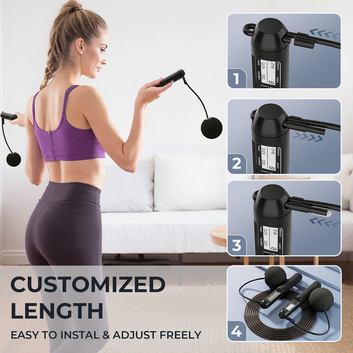 ZECELIKO Cordless Weighted Jump Ropes for Home Gym and HIIT Workouts