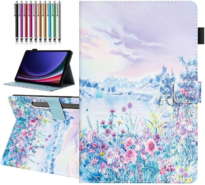 Case for Samsung Galaxy Tab S10 Lite/ S10 FE/ S9 FE 10.9 InchX400/X520/X510 Auto Wake/Sleep Premium PU Leather Folding Stand Cover with Pen Holder &amp Multiple Viewing Angles - Beach