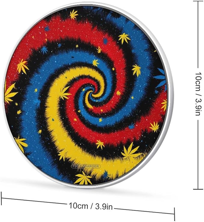 Tie Dye Weed Leaves Wireless Charger Portable Charging Pad | LightweightAll Smartphone