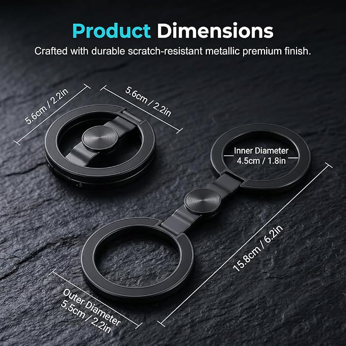 Magnetic Phone Stand Foldable 360° Rotating Phone Holder with Dual-Sided Magnetic Design Adjustable Desktop Stand for Home Office Travel and Daily Use (Grey-1)