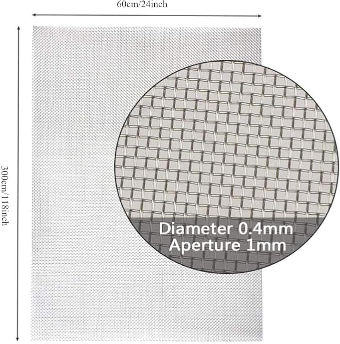 KISKIS 304 Stainless Steel Woven Wire Mesh, Wire Mesh Window Screen Mesh