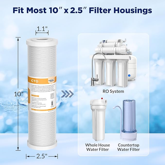 Membrane Solutions 5 Micron 2.5" x 10" CTO Carbon Block Water Filter Cartridge