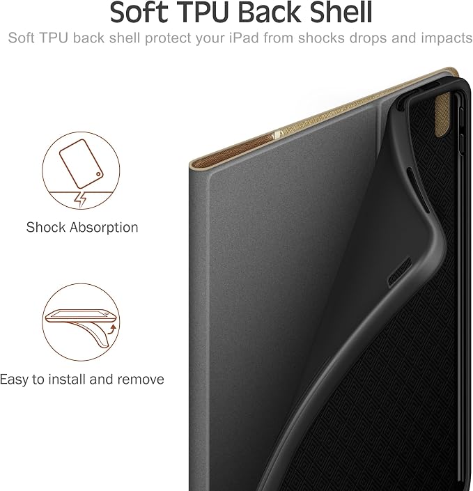 Case for iPad (A16) 11th Gen 11-inch iPad 10th Gen 10.9-inch | with Pencil Holder PU Leather Protective Cover Auto Sleep/Wake Multi-Angle Viewing/Typing Stand Magnetic Closure Beige