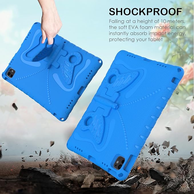 Kids Case for iPad Air 13 (2026/2025/2024) M4/M3/M2 &amp iPad Pro 13 2024 &amp iPad Pro 12.9 Cover 6th/5th/4th/3rd Gen (2022/2021/2020/2018) DIY Figures EVA Rubber Handle Stand Shockproof Bumper