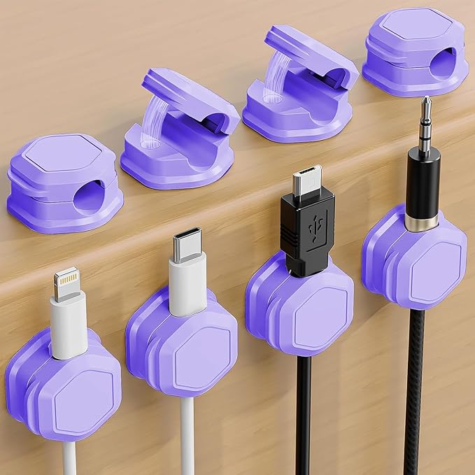 Cord Organizer - Cord Holder for Nightstand - Cable Clips - Cord Holder, Magnetic Cord Organizer, for Desk, Nightstand, Phone Charger, Computer, Home, Office, Car
