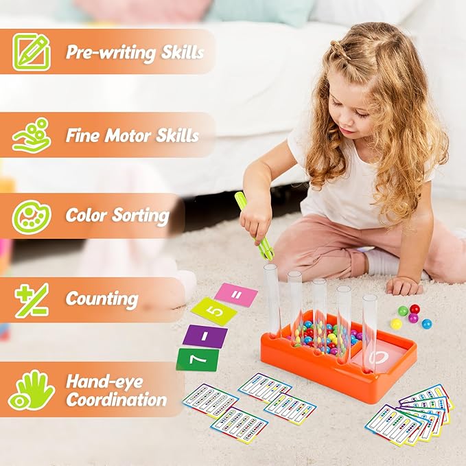 Aizweb Counting and Color Sorting Toys for Toddlers,Tweezer Tongs Color Sorting Kit,Montessori Preschool Kindergarten Learning Activities,STEM Math Manipulatives,Educational Fine Motor Skills