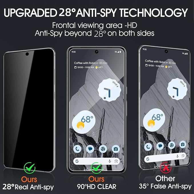 3 Pack Privacy Screen Protector for Google Pixel 10 9H Hardness Anti-Spy Tempered Glass Protection Film Google Pixel 10 6.3 Support Fingerprint Reader Anti-Scratch Case Friendly