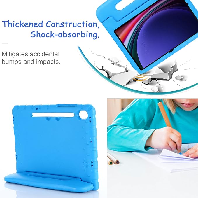 Kids Case for Samsung Galaxy Tab S10 FE Plus 13.1 (2025) Techcircle Handle Stand Light EVA Foam Bumper Protective Rugged Drop Protection Child Proof Cover Black