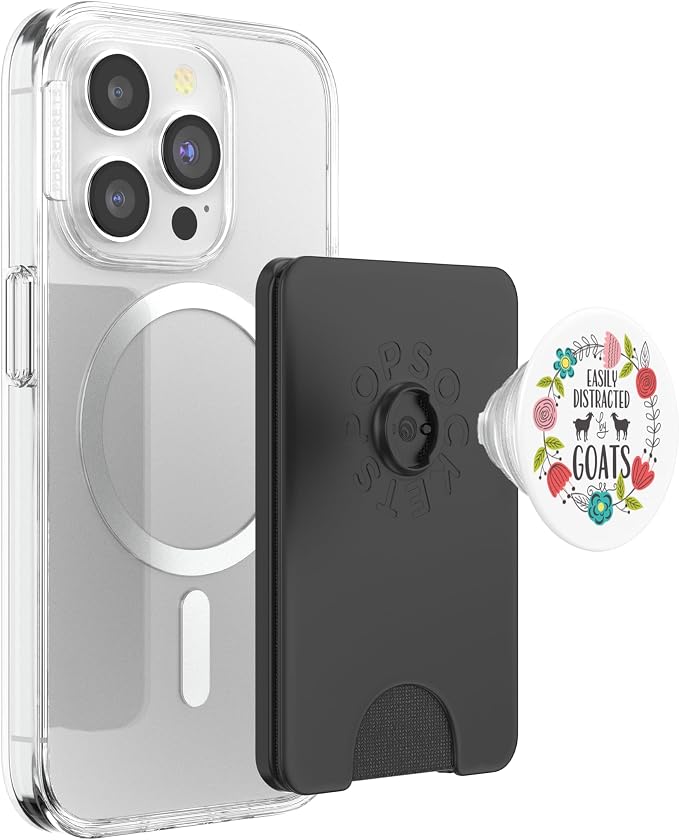 Cute Easily Distracted By Goats Spring Floral Wreath White PopSockets Adhesive PopGrip