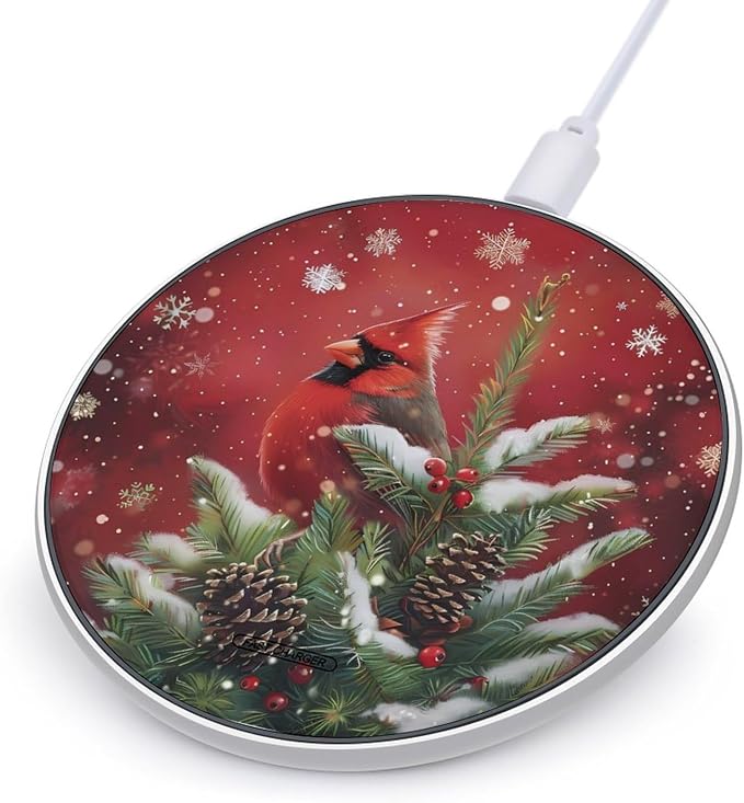 Red Birds Cardinal Wireless Charger Portable Charging Pad | LightweightAll Smartphone