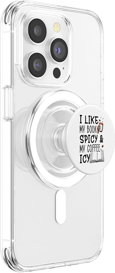 I Like My Books Spicy and My Coffee Icy! Book Lover PopSockets Adhesive PopGrip