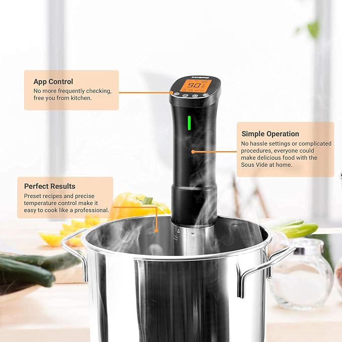 INKBIRD 2.4G Wifi Sous Vide Cooker ISV-200W 1000W Sous Vide w/APP Recipes,Remote Control Immersion Circulator with Free APP, Timer Alarm Mobile Notification 3D Water Fast Heating, Ultra-Quiet
