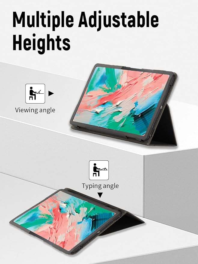 11 Case for TCL NXTPAPER 11 Gen 2 Tablet 9465X (Black) | PU Leather Folding Cover with Pen Holder and Wrist Strap Business Travel Portable