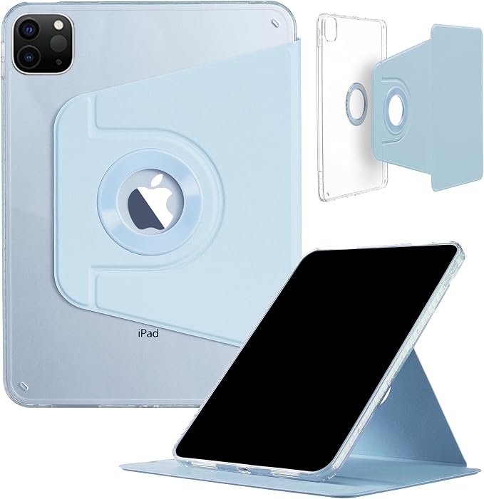 iPad Pro 11'' (M5 2025) (M4 2024) Case DMaos Magnetic Detachable Smart Cover 360 Rotation Foldable Stand - Black