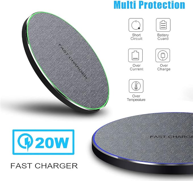 20W Fast Wireless Charger Pad,Wireless Phone Charging Station Compatible with iPhone 16/15/14/13/12/11/SE/X/AirPods,Fast Charge for Samsung Galaxy S25/S24/S23/S22/Note/Buds/Buds +,Pixel,LG G8/7