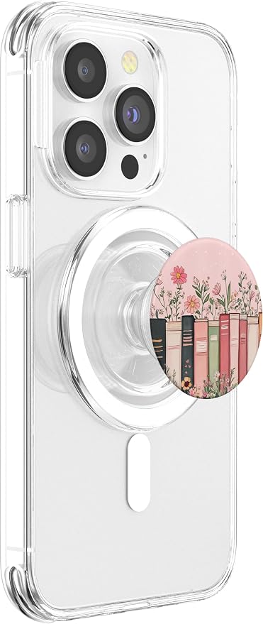 Pink Book Theme Floral Girly Book Lover Flowers PopSockets PopWallet for MagSafe
