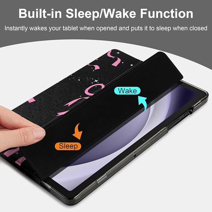 Case for Samsung Galaxy Tab A11 Plus A11+ 11 inch (2025/2026) &amp Tab A9 Plus A9+ 11 inch (2024/2023) Slim Smart Stand Cover with Translucent Hard Back Auto Wake/Sleep - Bear with Bows