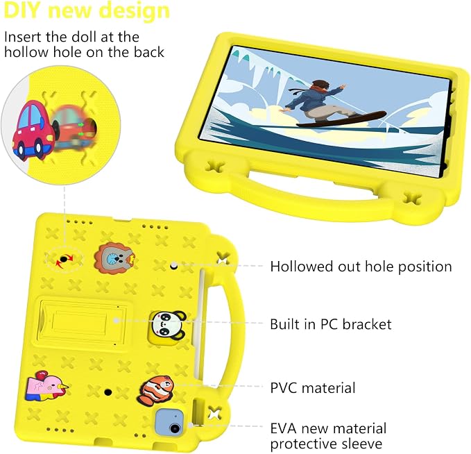 YRH Kids Case for iPad A18 (2026) Gen 12 / for iPad A16 (2025) with Strap Handle Stand EVA Shockproof Cover for iPad 12th Generation 11'' Blue
