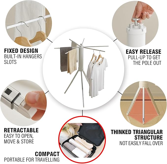 JOOM Clothes Drying Rack Portable Foldable - Drying Rack Clothing Space Saving,Collapsible Drying Rack for Laundry,Travel,Indoor,Outdoor. Folding Clothing Rack Home and Travell (Small Rack)
