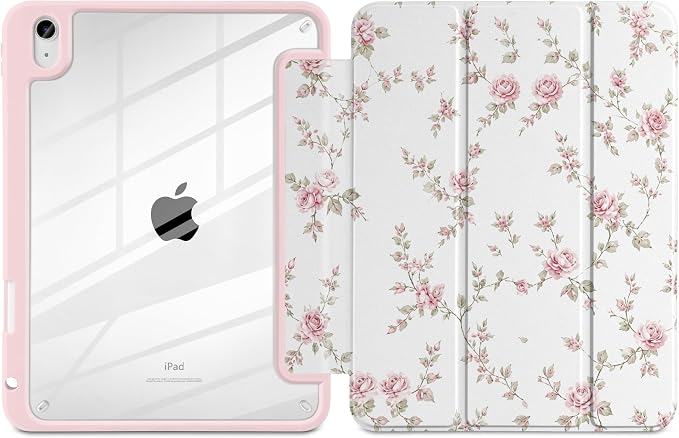 Case for iPad (A16) 11th Generation 11 inch 2025 /iPad 10th Gen 10.9 2022 - Aesthetic Cute Preppy Design Trifold Cover with Soft TPU Bumper Clear Back Auto Sleep/Wake Waves