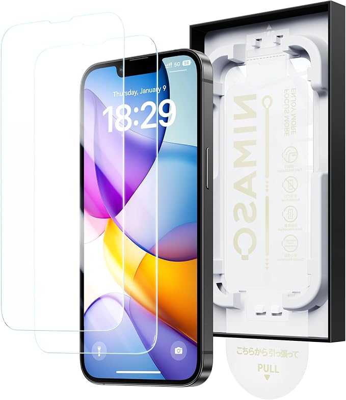 NIMASO for iPhone 17e/16e/13 Pro/13/14 Screen Protector 2 Pack HD Clear Tempered Glass Screen Protector for iPhone 17e with Bubble-and-Dust-Free Box Instant Installation (6.1 inches)