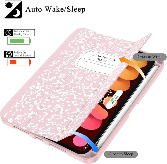 Soke Case for iPad mini (A17 Pro) 7th/ 6th Generation (Book Wine) | Built-in Apple Pencil Slot fit iPad Mini 2024 and 2021 8.3 inch Auto Sleep/Wake