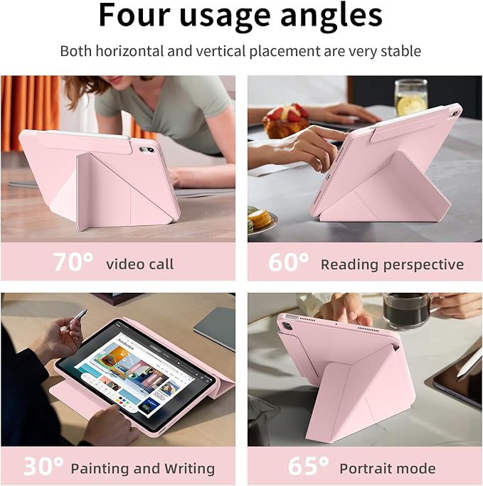Case for iPad A16 11th Generation 11 inch 2025 &amp iPad 10th Gen 10.9 inch 2022 with Pencil Holder Detachable Magnetic Rotating Clear Hard PC Back Trifold &amp Y Stand (Black)