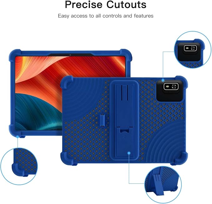 Case for Topsand Topsand-G12PRO Android 15 Tablet 10 inchHeat Dissipation Tablet CaseSoft Silicone Protector CoverKids FriendlyAdjustable Stand Cover4 Corners Thicken Shockproof Blue
