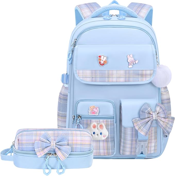 Girls Backpack,Kids School Backpack With Lunch Box Pencil Case Set,Cute Childrens Schoolbag For Girls