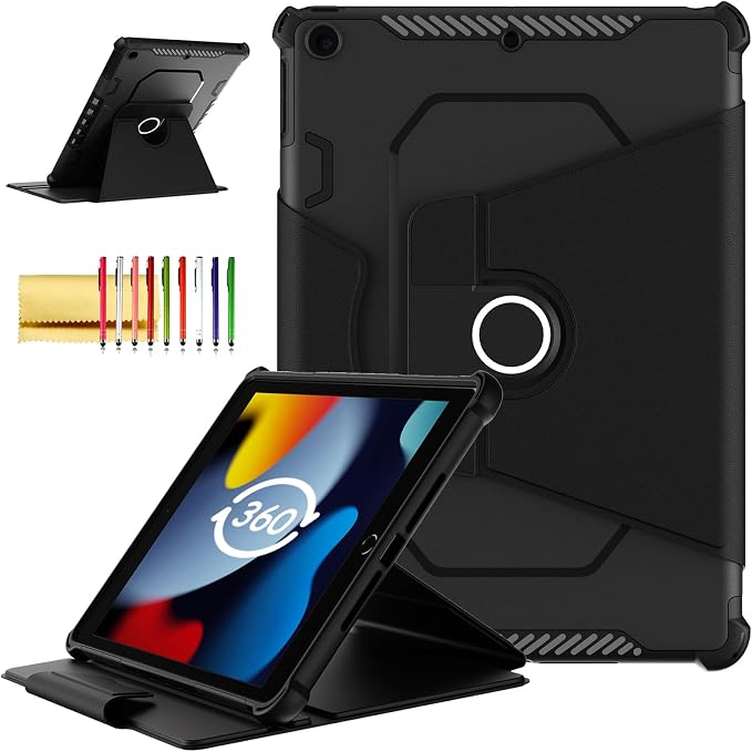 Kids Case for iPad Pro 11 M5/M4 &amp iPad Air 11 (2026/2025/2024) Shockproof Case with Pencil Holder Techcircle Light EVA Foam Handle Stand Bumper Protective Child Friendly Drop Proof Cover Black
