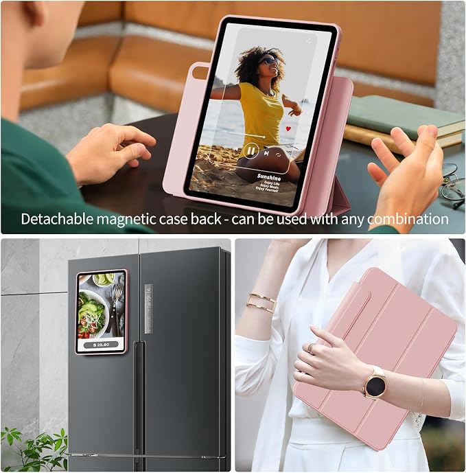 Detachable Case for iPad A16 11th Gen 2025 &amp iPad 10th 2022 Black | Slim Clear hard back TPU frame folio stand Pencil holder and auto wake/sleep for daily school work and light travel use