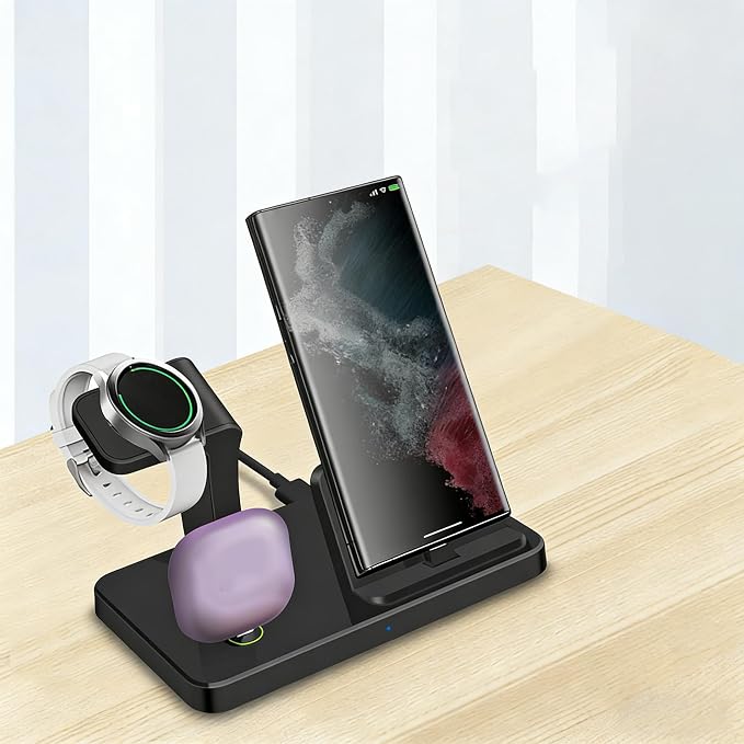3 in 1 Charging Station for Multiple Devices Wireless Charger Power Up Your Life with Speed &amp StyleBlack