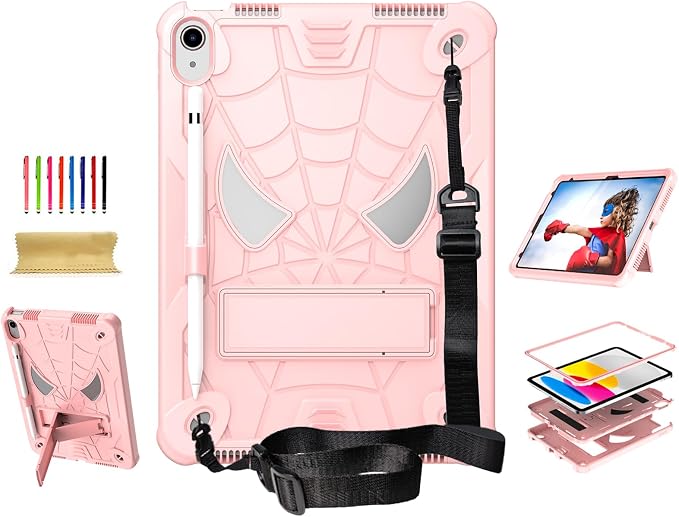 Dteck for iPad Air 3rd Gen (2019) / iPad Pro (2017) Case 10.5 Shockproof Protective Case with Kickstand Hard Plastic Shell 3-Layer Protection Drop Proof Sturdy Rugged Tablet Cover (Aqua+Rose)