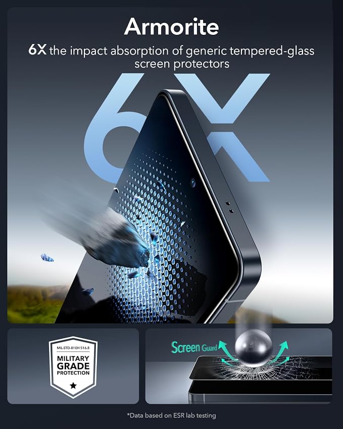 ESR 3 Pack for Samsung Galaxy S25 Ultra Privacy Screen Protector Armorite | 6X Impact Absorption 9H+ Tempered Glass Anti-Spy Easy One-Pull Installation UltraFit Tray Full-Coverage Protection