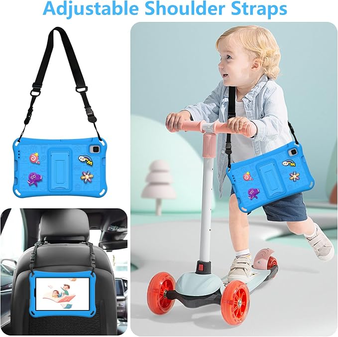 Case for iPad 10.2 Inch 2021/2020/2019/ iPad Pro 10.5 Inch/Air 3rd Gen (2019) Shoulder Strap Kickstand Children Friendly Anti-Scratch Shockproof Case Lightpurple