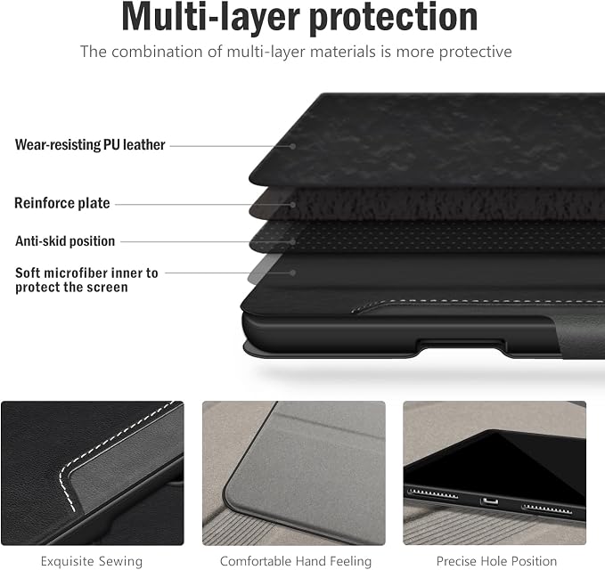 Antbox for iPad Air 13 Inch Case 2026 M4 /2025 M3 /2024 M2 Black | Built-in Pencil Holder Supports Pencil Pro and Pencil (USB-C) Auto Sleep/Wake PU Leather iPad Air 13'' Cover