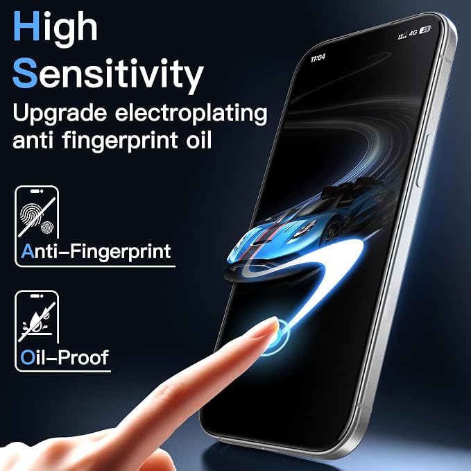 JETech Infinity AR Screen Protector for iPhone 17 Pro AR Anti-Reflective Coating 9H+ 3D Full Coverage Tempered Glass Military-Grade Shatterproof Smudge-Resistant Easy Install 1-Pack