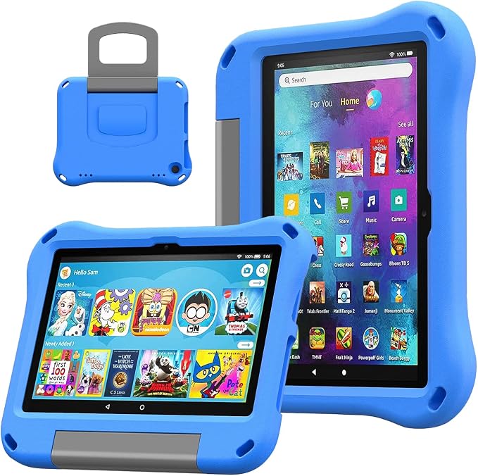 8 inch Tablet Case for Kids Incompatible with Lenovo DiHines Children Lightweight Shockproof Case with Stand Kid-Proof Cover with Handle.Blue