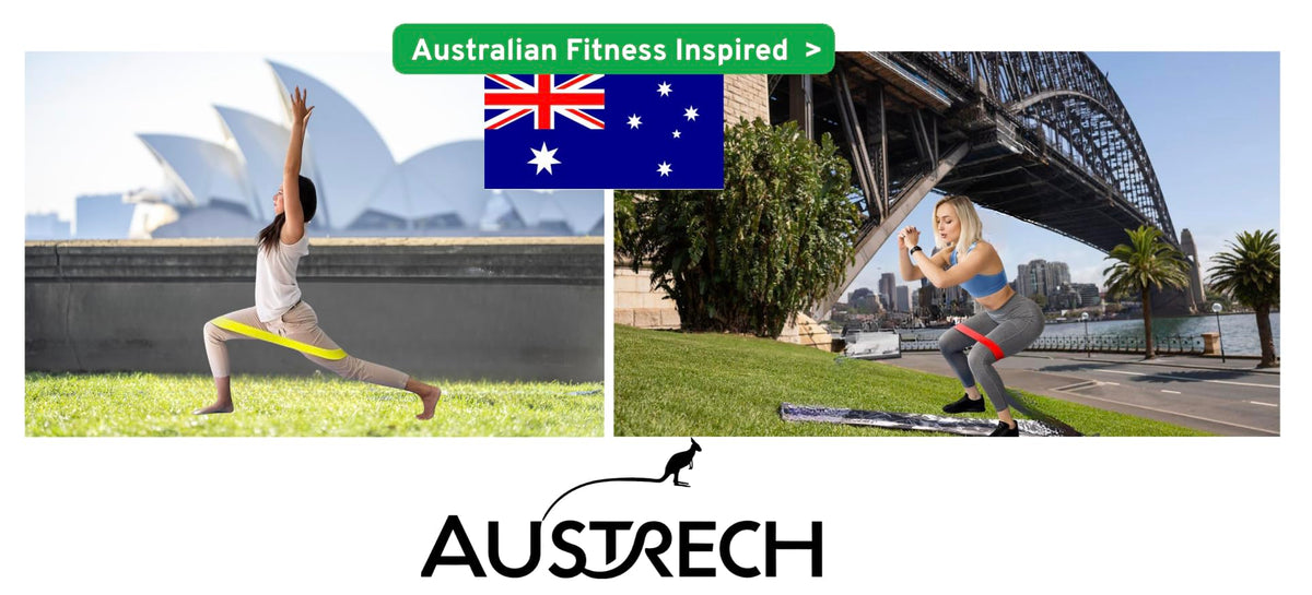 AUSTRECH Exercise Resistance Bands for Working Out Set of 5 for Women and Men, Stretch Bands for Exercise, Physical Therapy, Arms Legs Booty Workout, Stretching, Home Fitness