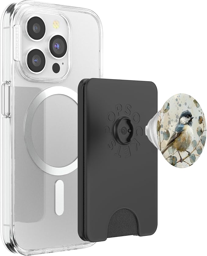 Van Gogh Style Eucalyptus Black Capped Chickadee Bird PopSockets Adhesive PopGrip