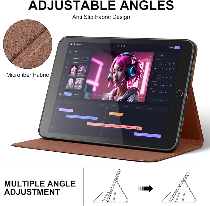Leather Case for iPad 10.2 InchiPad 9th / 8th / 7th Generation Case (2021/2020/2019) Full Grain Leather CoverSmart Folio with Auto Sleep/Wake Anti Slip Crocodile Brown