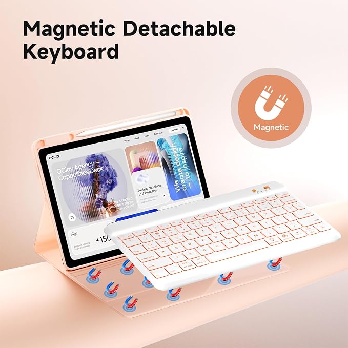 BLUTLOTUS Keyboard case for iPad 9th/8th/7th Generation 10.2 Inch - Backlit Wireless Detachable Folio Keyboard Cover with Pencil Holder for iPad 9th/8th/7th Gen Air 3rd Generation 10.5 Inch