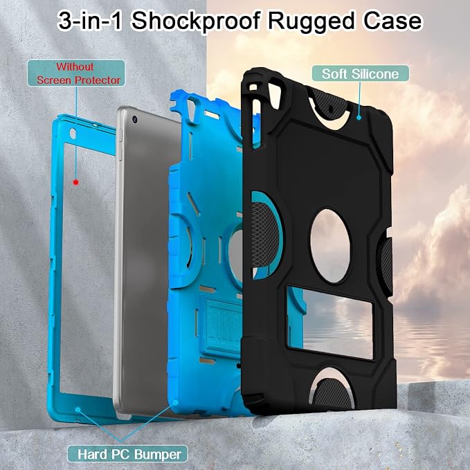 ZoneFoker Case for iPad 6th/5th Generation (9.7 Inch 2018/2017 Model) iPad Air 2 / 1st iPad Pro 9.7 Heavy Duty Shockproof Rugged Protective Case Alpine Green