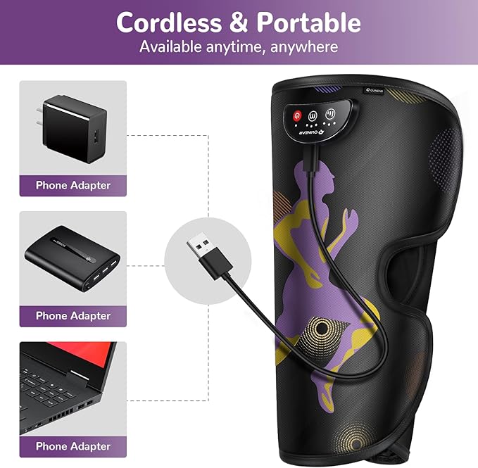 QUINEAR Rechargeable Leg Massager for Circulation and Pain Relief, Cordless Air Leg Compression System, Calf Massager Gift for Mom Dad Women Men FSA-HSA-Eligible