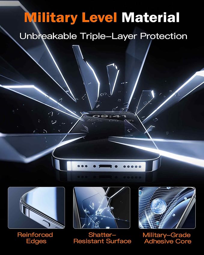 chubbycable 2PCS ChubbyShield Ultra for iPhone 15 360 Privacy Screen Protector Anti-spy Screen Protector Privacy Glass with Ultra-easy Install Box Auto Dust-Elimination &amp Bubble Free