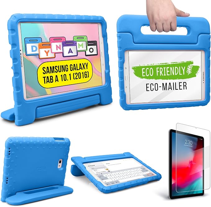 Cooper Dynamo [Rugged Kids Case] Protective Case for Samsung Tab A 10.1 (2016) T580 T585 only | Child Proof Cover with Stand Handle Screen Protector (Blue) NOT FIT with P580 P585 and 2019 Released
